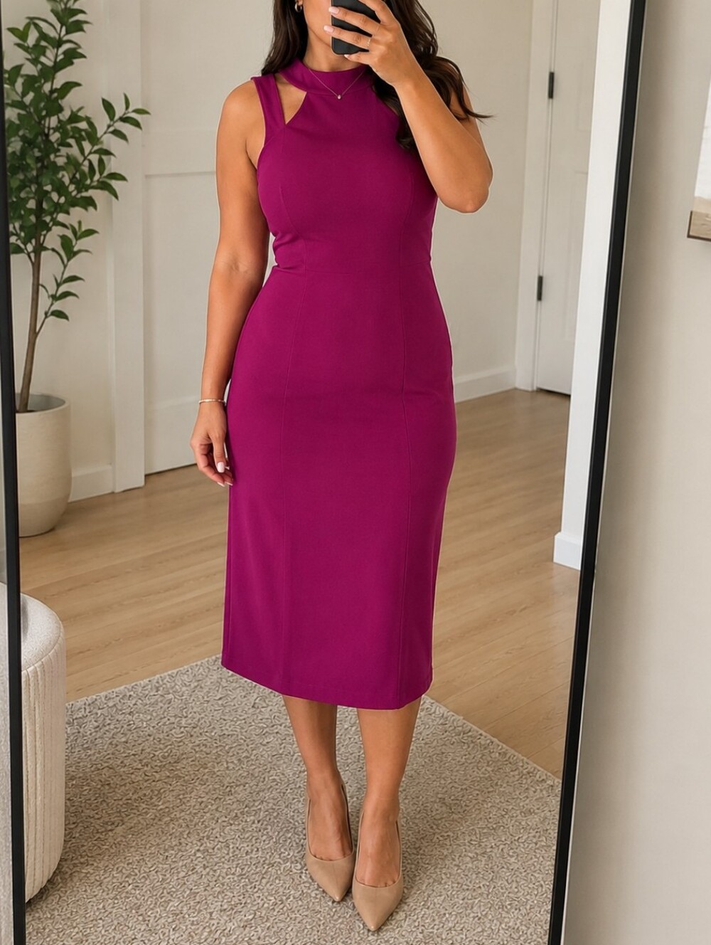 NWT bebe Magenta Midi Dress Plus Size 14